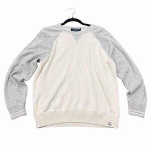 Polo Ralph Lauren Raglan Knit Crewneck Sweater Gray White M
